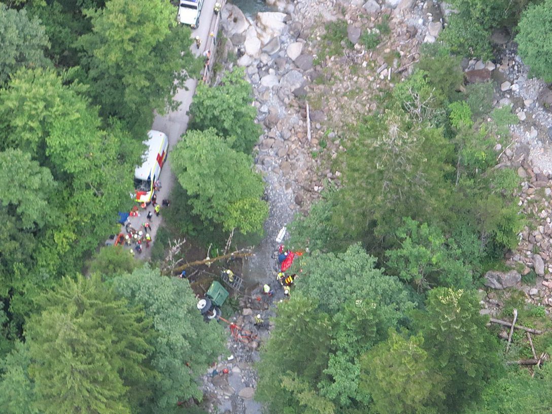 Die Unfallstelle in Dornbirn aus der Luft fotografiert.